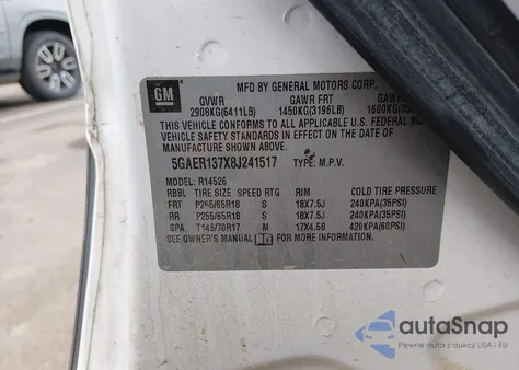 2008 Buick Enclave Cx z USA, uszkodzony, nr VIN 5GAER137X8J241517